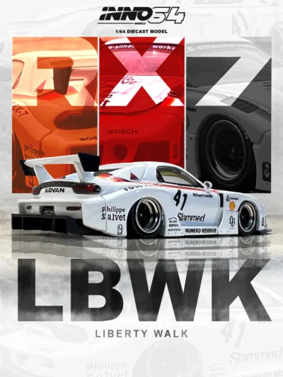 INNO64 164 Mazda RX7 (FD3S) LB SUPER SILHOUETTE LBWK RX7 WHITE