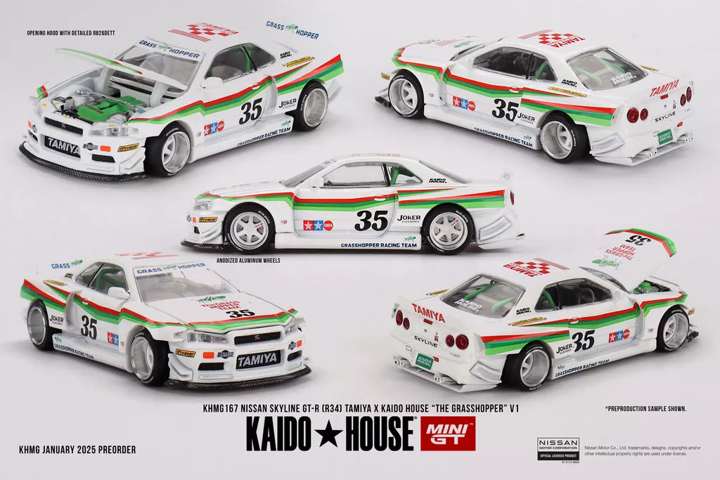 Kaido House X MINIGT KHMG167 Nissan Skyline GT-R (R34) TAMIYA x KAIDO HOUSE "The GRASSHOPPER" V1 - Image 2