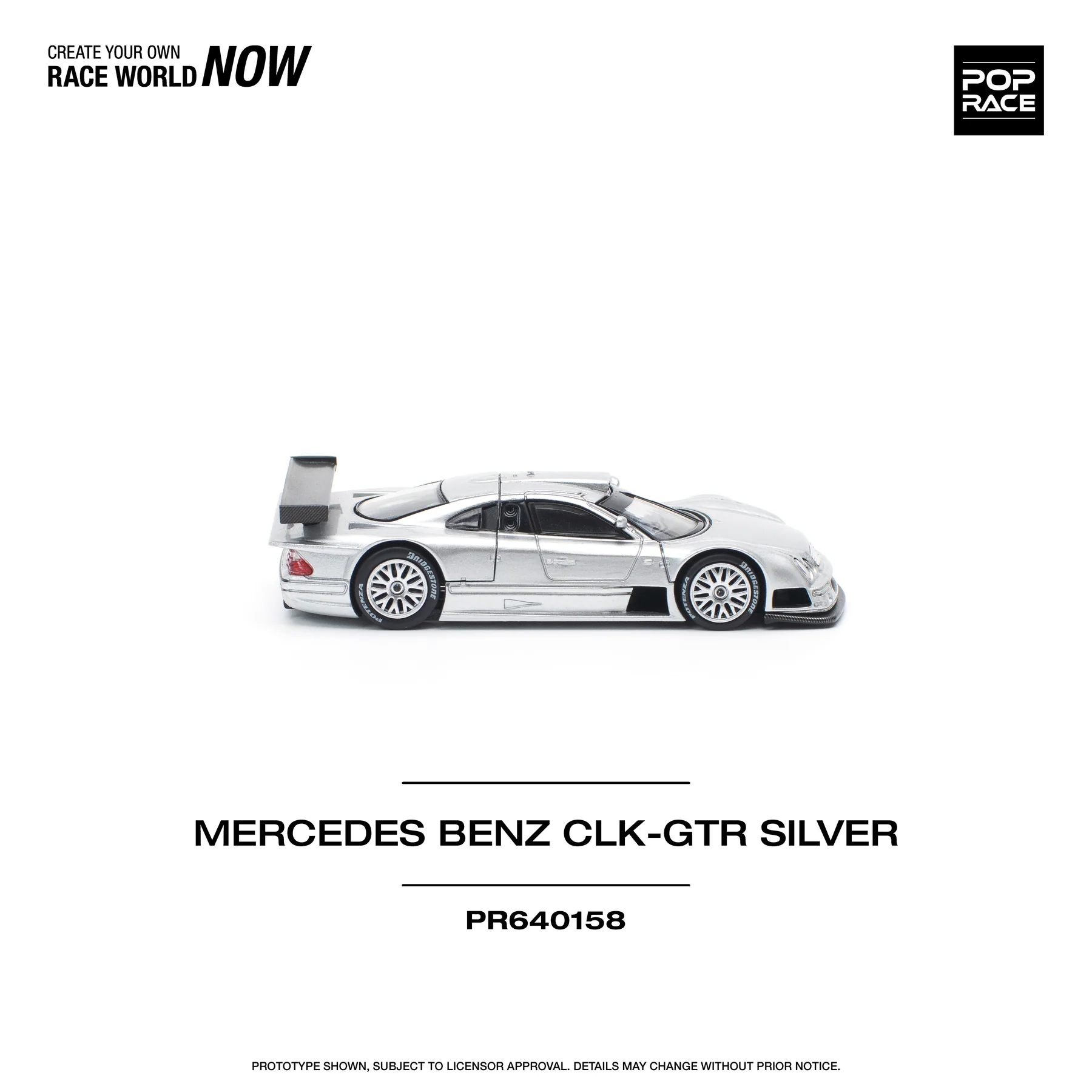 POPRACE 1:64 PR640158 MERCEDES-BENZ AMG CLK GTR - SILVER - Image 4