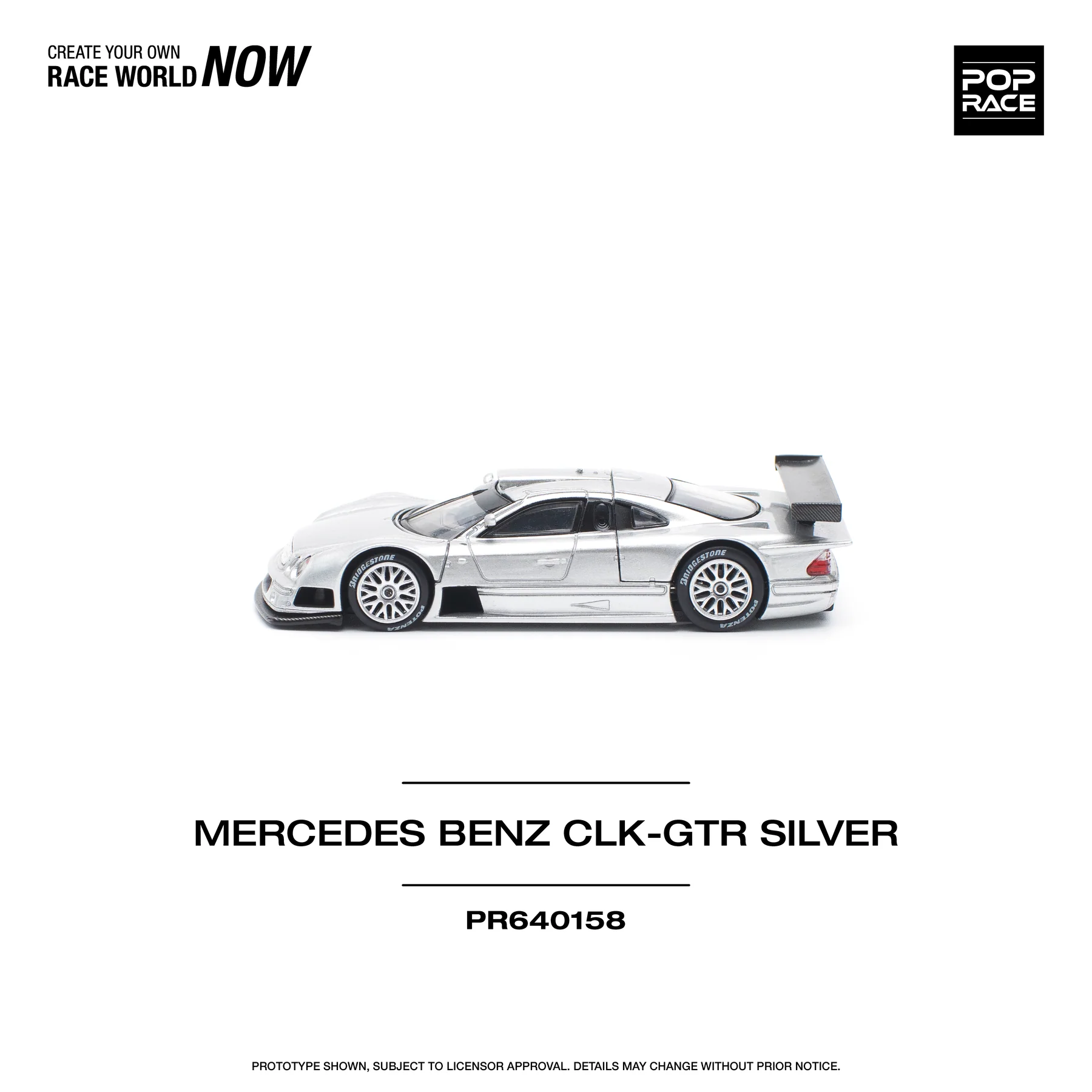 POPRACE 1:64 PR640158 MERCEDES-BENZ AMG CLK GTR - SILVER - Image 6