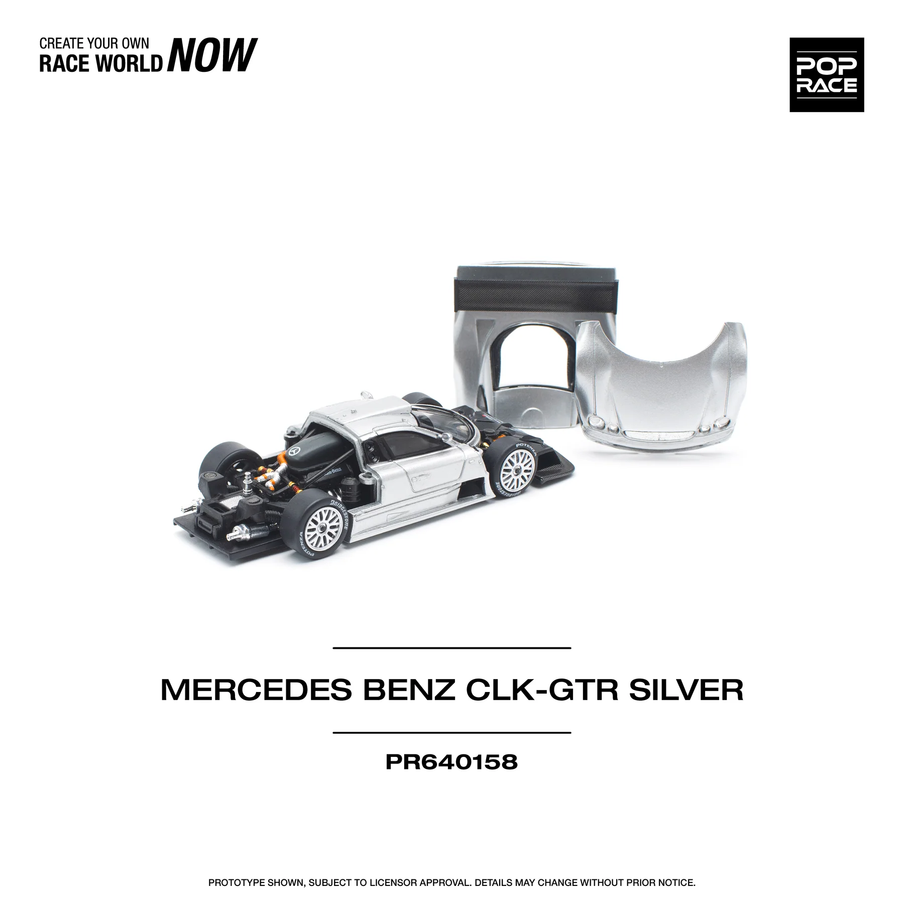 POPRACE 1:64 PR640158 MERCEDES-BENZ AMG CLK GTR - SILVER - Image 3