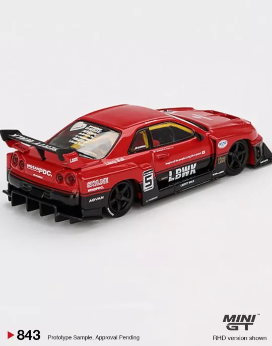 MINIGT 1:64 MGT00843 Nissan LB-ER34 Super Silhouette SKYLINE Red/Black - Image 2