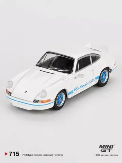 Mini GT 1:64 MGT00715 Porsche 911 Carrera RS 2.7 Grand Prix White with Blue Livery