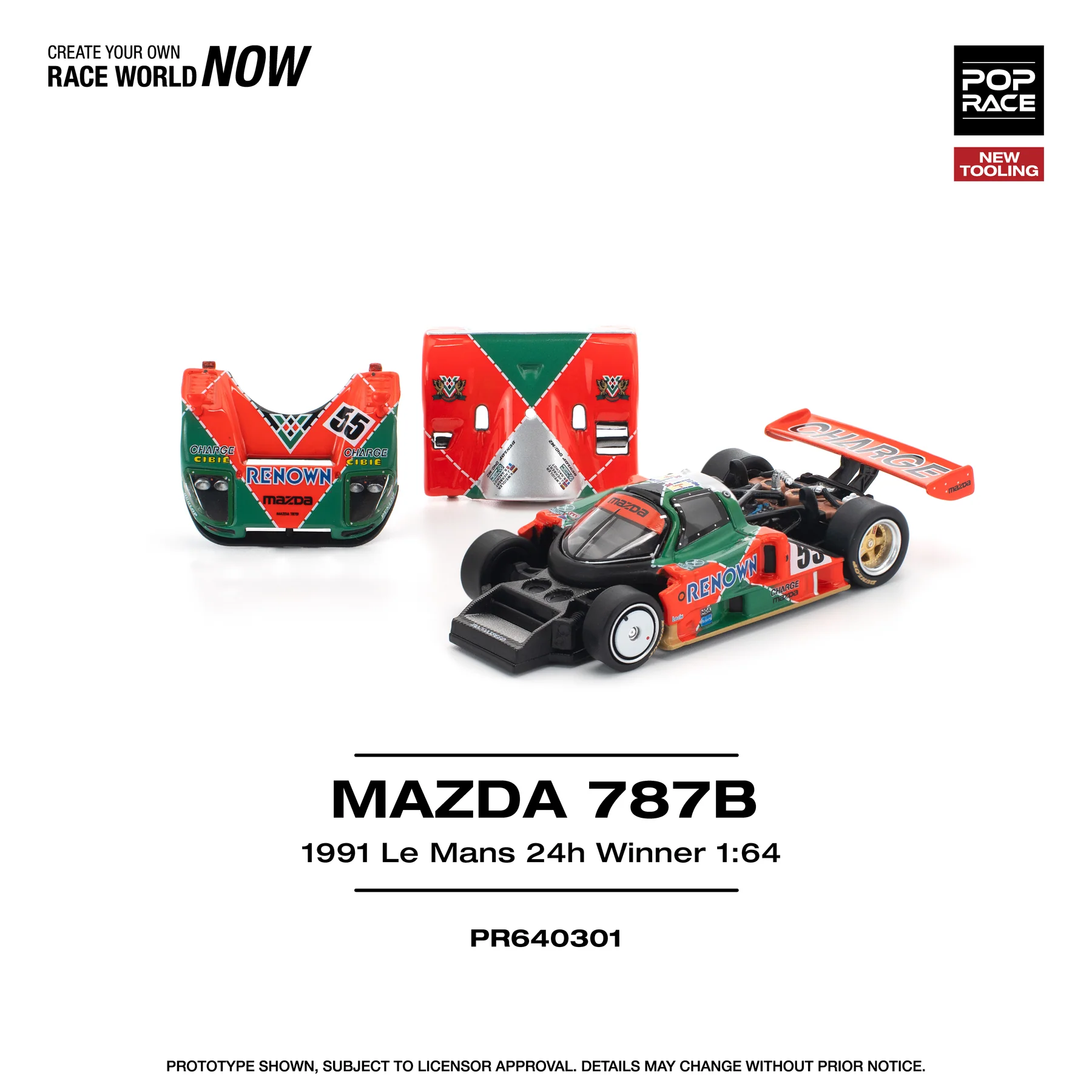 PR640301 POPRACE 1:64 MAZDA 787B 1991 LE MANS 24H WINNER