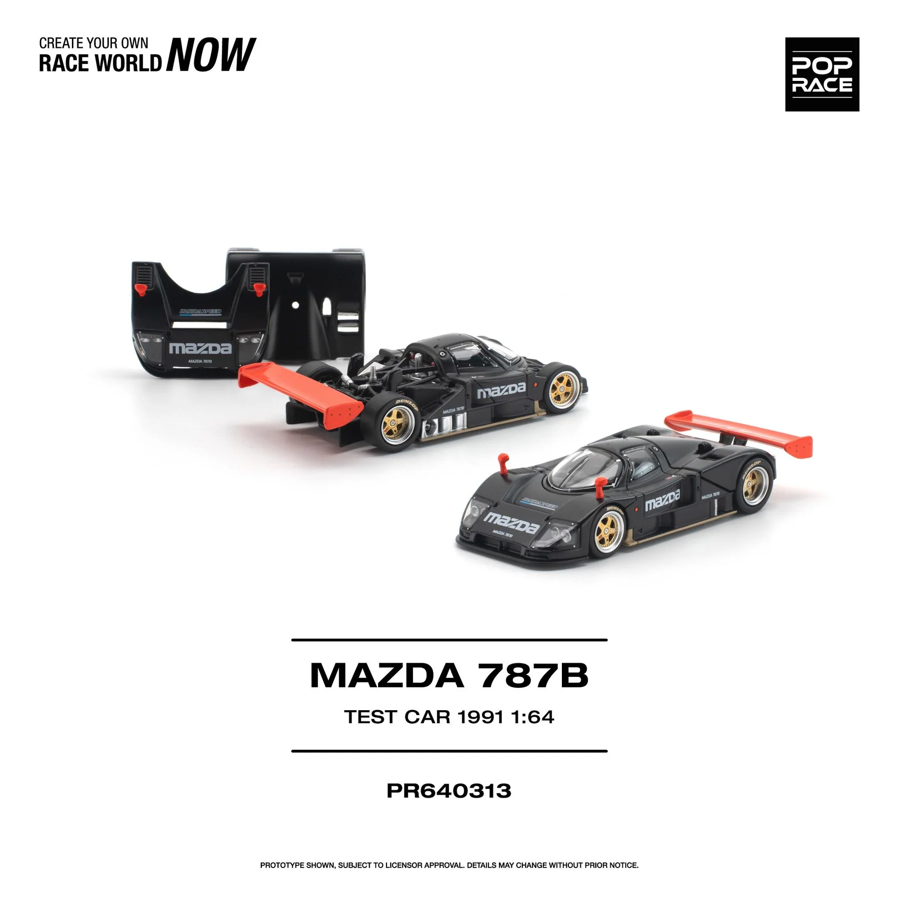 PR640313 POPRACE 1:64 Mazda 787B Black