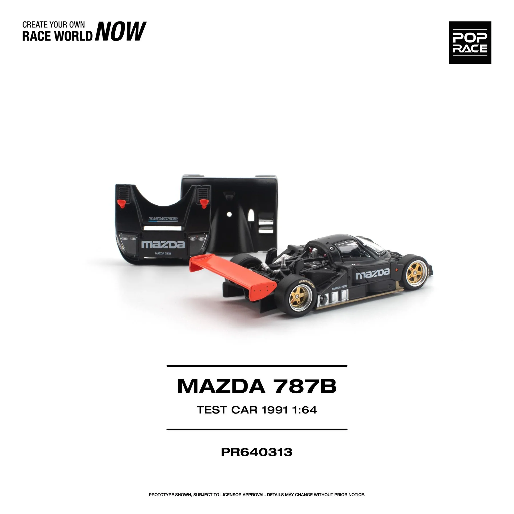 PR640313 POPRACE 1:64 Mazda 787B Black