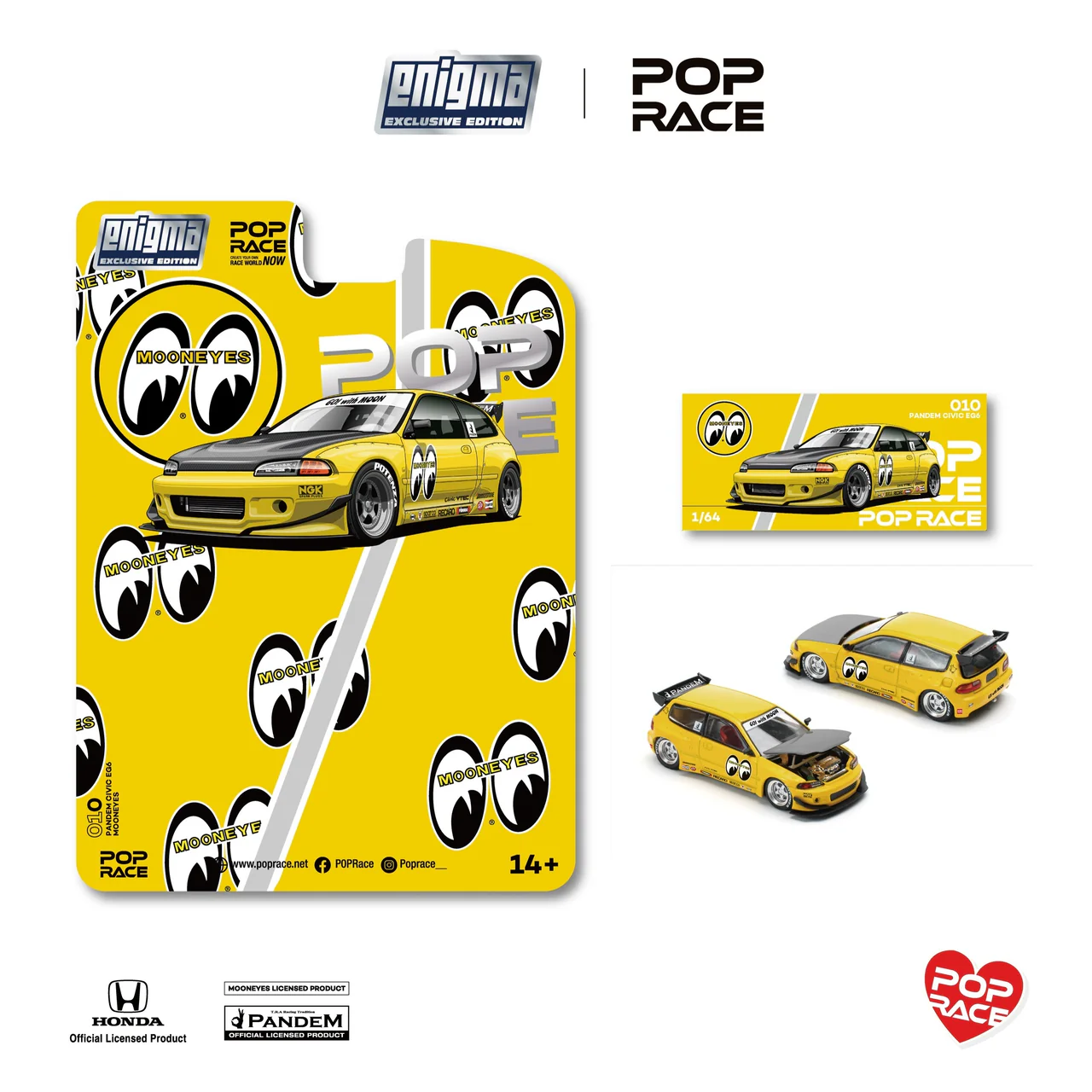 Pop Race x Enigma PRE010 1:64 Pandem Honda Civic EG6 v1.5 MOONEYES