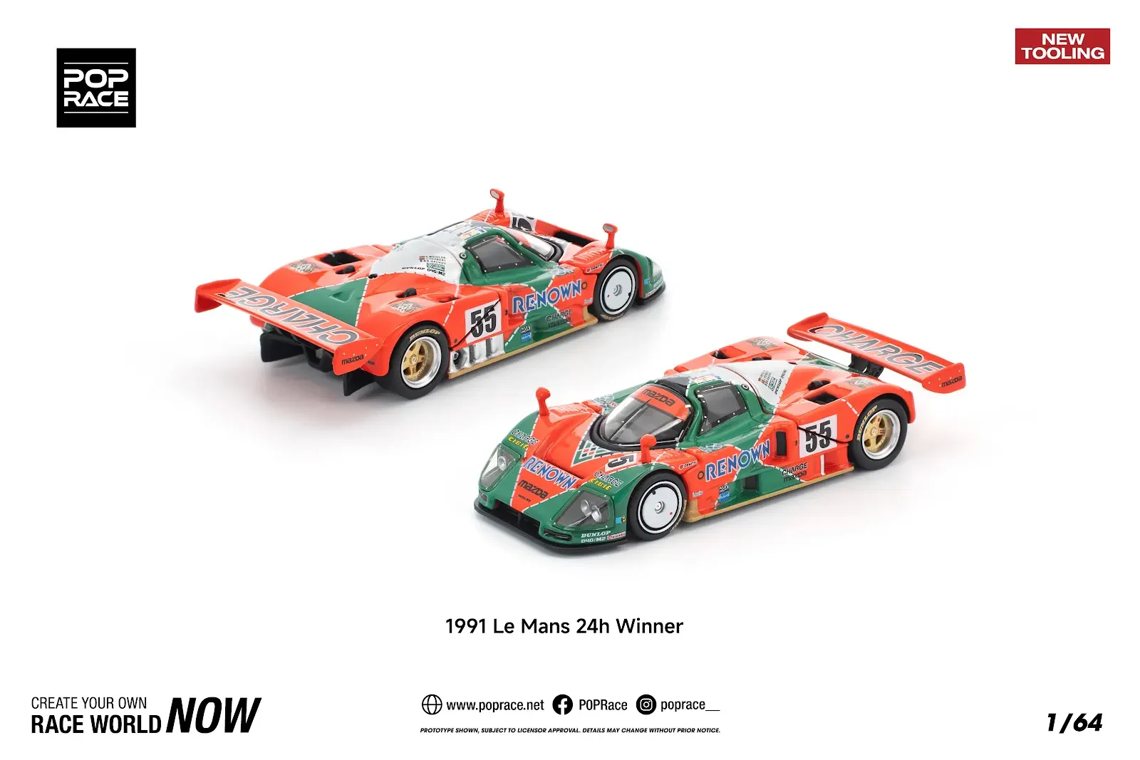 PR640301 POPRACE 1:64 MAZDA 787B 1991 LE MANS 24H WINNER