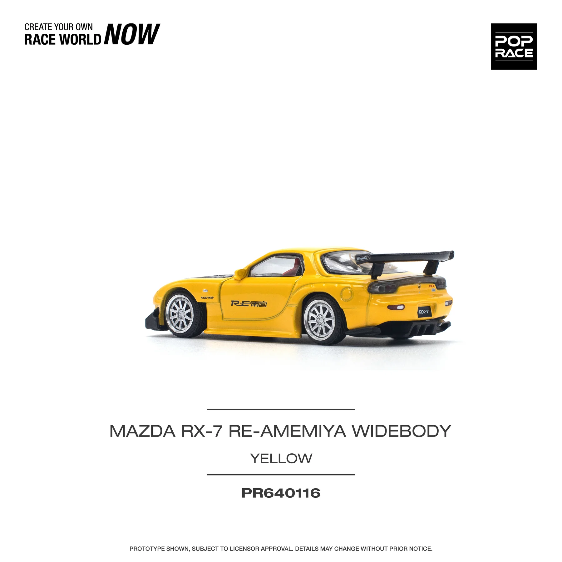 PR640116 POPRACE 1:64 MAZDA RX-7 (FD3S) RE-AMEMIYA WIDEBODY YELLOW - Image 4