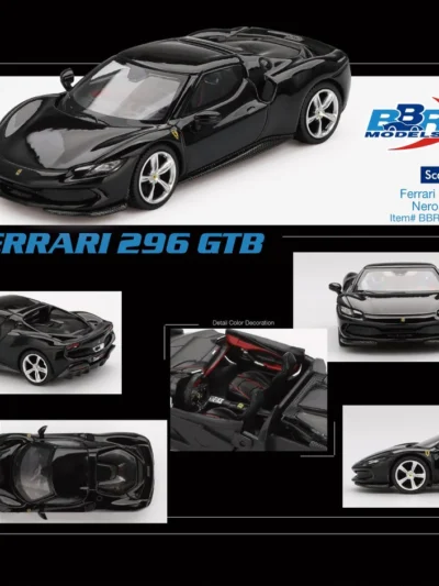 BBRFER64003 BBR Models 164 Ferrari 296 GTB Nero Daytona