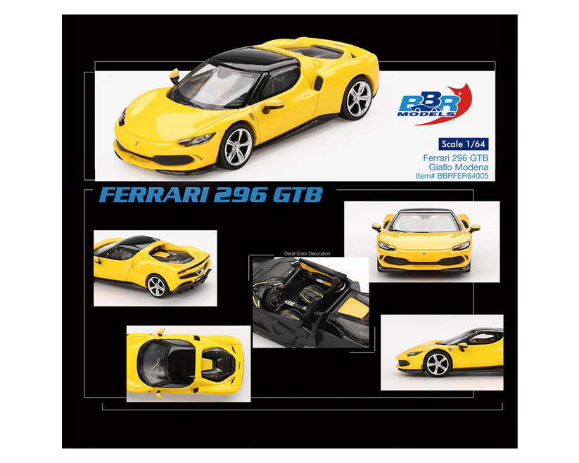 BBRFER64005 BBR Models 1:64 Ferrari 296 GTB Giallo Modena Yellow Limited Edition doha