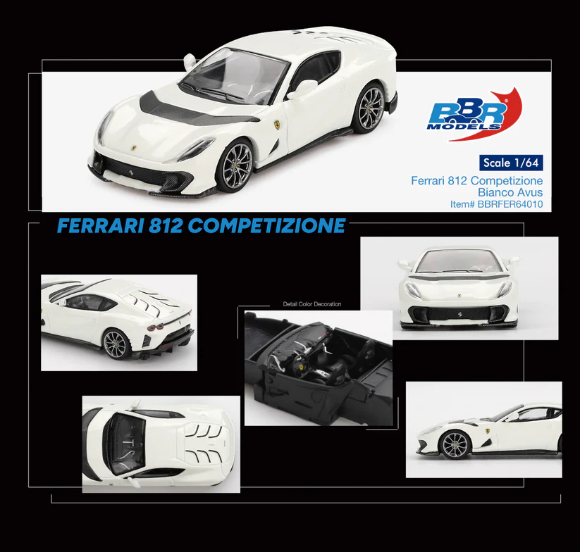 BBRFER64010 BBR Models 1:64 Ferrari 812 Competizione Bianco Avus
