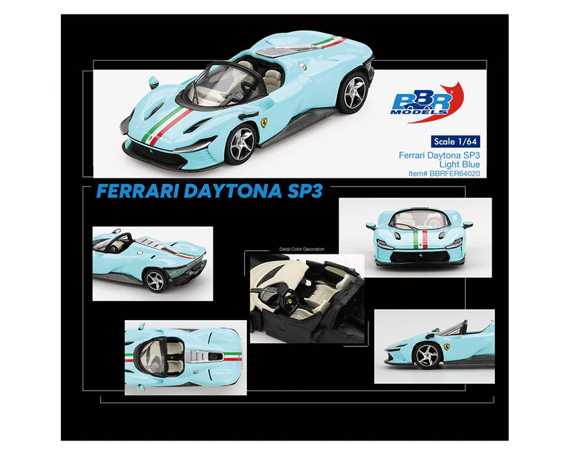 BBRFER64020 BBR Models 1:64 Ferrari Daytona SP3 Light Blue Limited Edition
