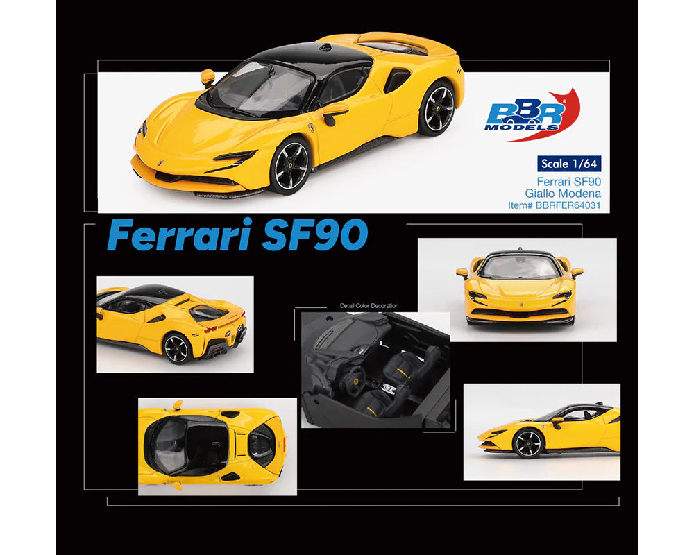 BBRFER64031 BBR Models 1:64 Ferrari SF90 Giallo Modena Yellow