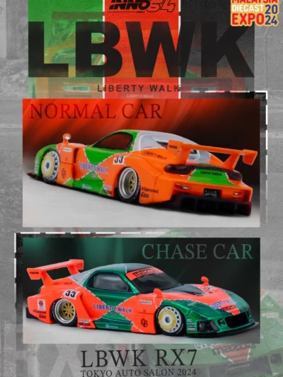 INNO64 164 Mazda RX7 (FD3S) LB-SUPER SILHOUETTE MDX 2024 Edition Green Orange