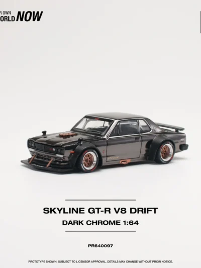POPRACE 1:64 SKYLINE GT-R V8 DRIFT (HAKOSUKA) DARK CHROME PR640097