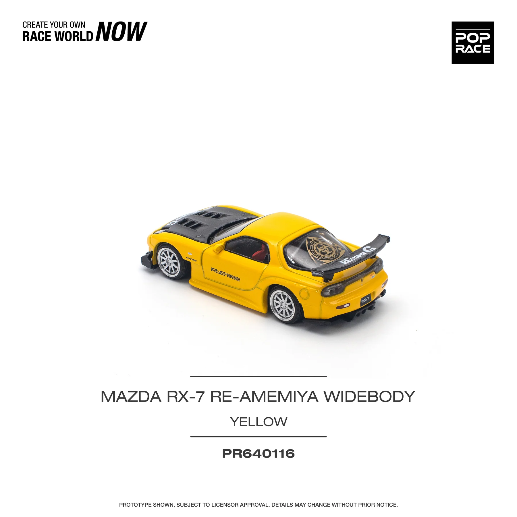 PR640116 POPRACE 1:64 MAZDA RX-7 (FD3S) RE-AMEMIYA WIDEBODY YELLOW - Image 3