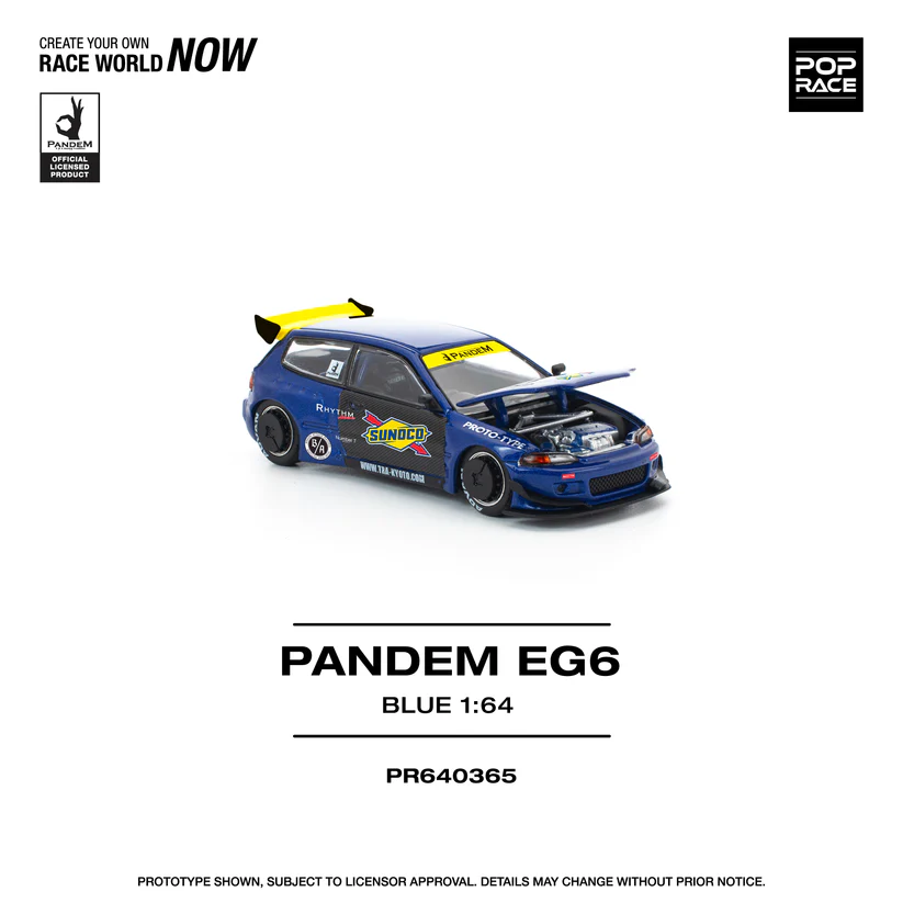PR640365 POP RACE 1:64 PANDEM CIVIC EG6 BLUE/BLACK - Image 2
