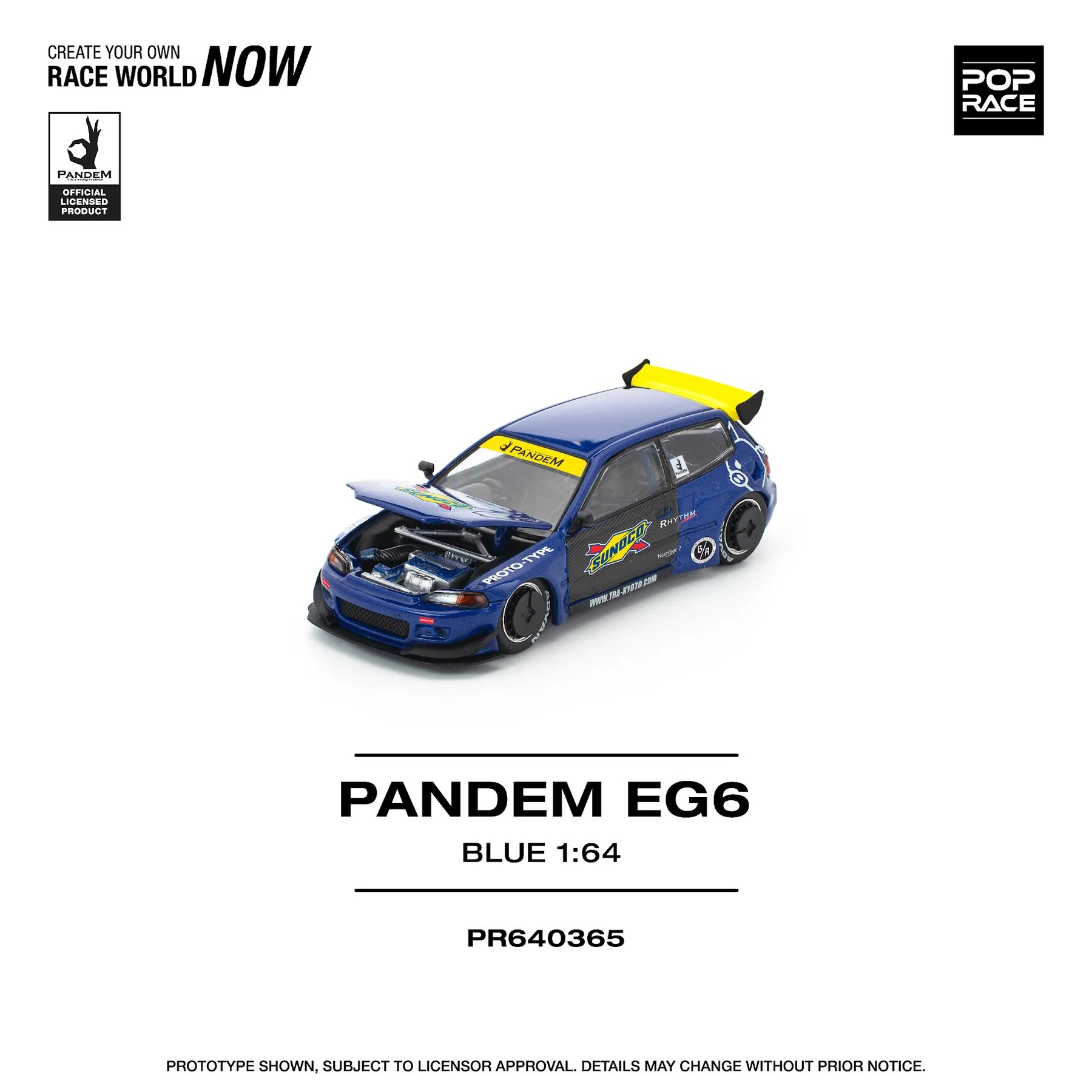 PR640365 POP RACE 164 PANDEM CIVIC EG6 BLUEBLACK