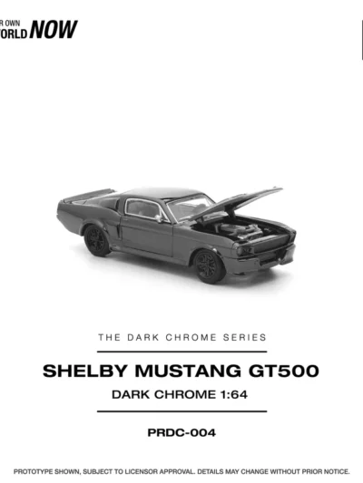 PRDC004 POP RACE 1:64 FORD SHELBY MUSTANG GT500 DARK CHROME