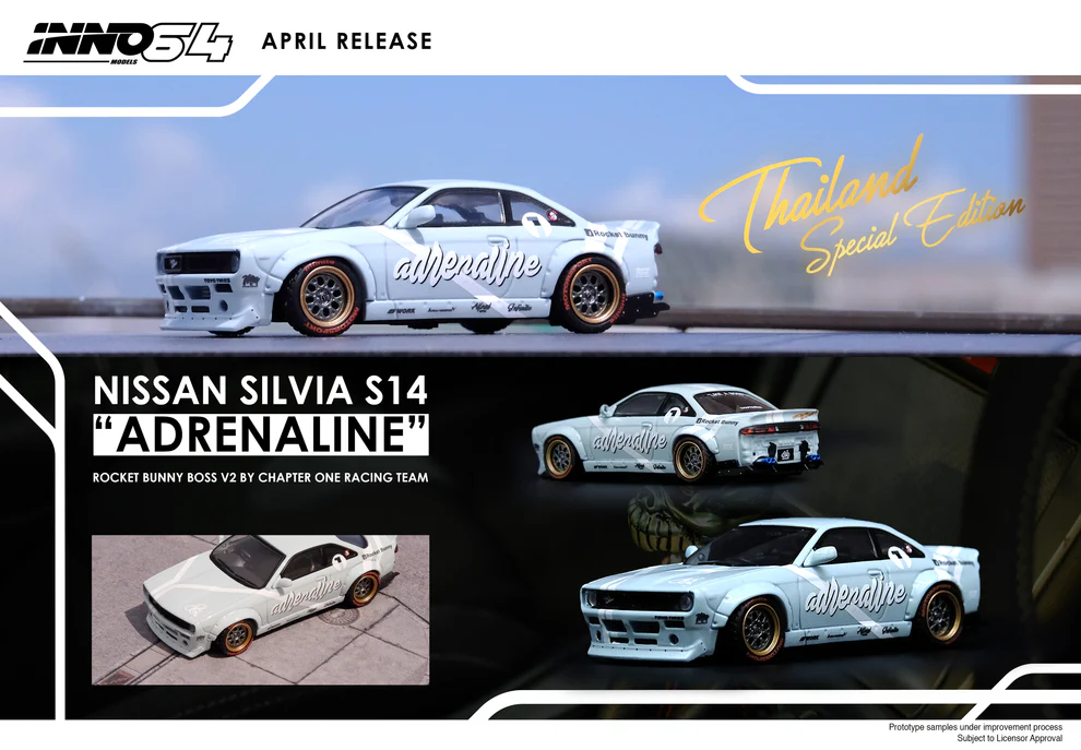 INNO64 1/64 NISSAN SILVIA S14 "ADRENALINE" Rocket Bunny Boss by Chapter One Thailand Special Edition - Image 2