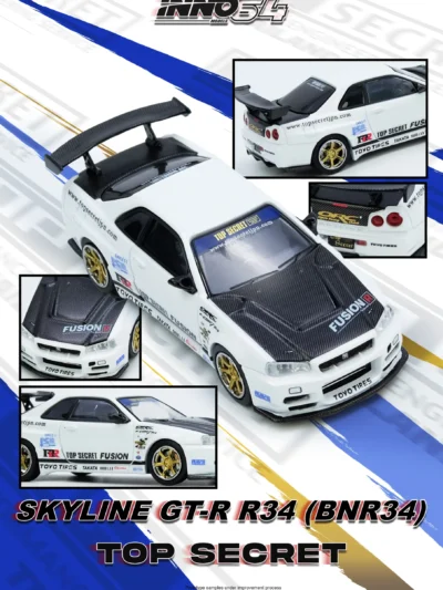 INNO64 164 NISSAN SKYLINE GT-R R34 TOP SECRET (BNR34) WHITE