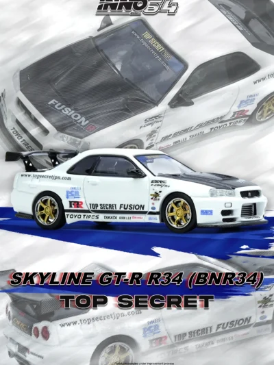 INNO64 164 NISSAN SKYLINE GT-R R34 TOP SECRET (BNR34) WHITE