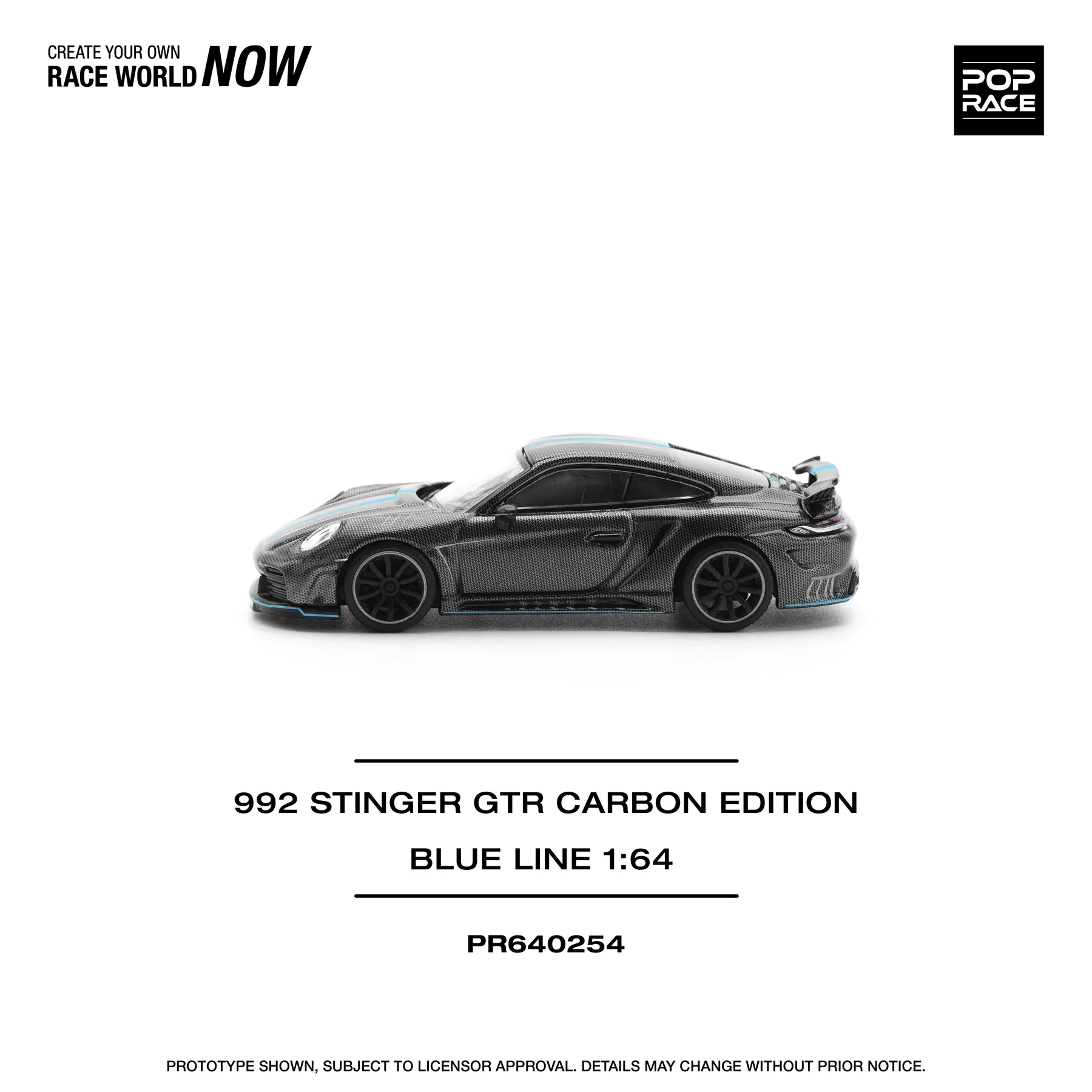 PR640254 POPRACE 1:64 992 STINGER GTR CARBON EDITION (BLUE LINE) - Image 2
