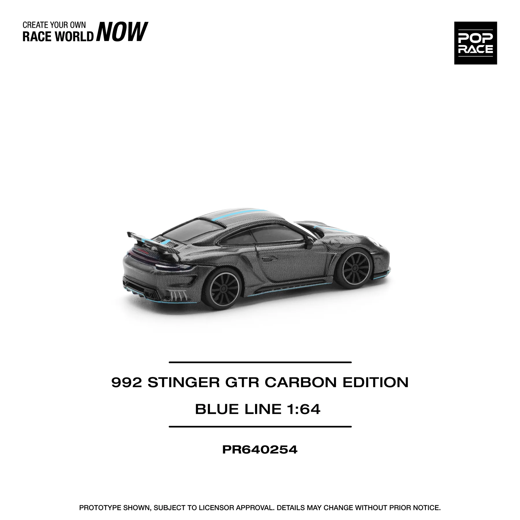 PR640254 POPRACE 1:64 992 STINGER GTR CARBON EDITION (BLUE LINE) - Image 3