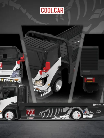 COOL CAR 1:64 H300 FLATBED TRANSPORT TRAILER #77 SKELETON REXY