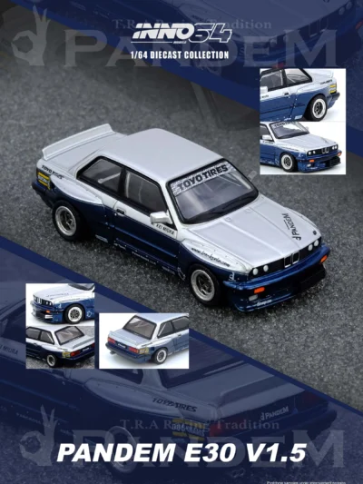INNO64 1:64 BMW PANDEM E30 M3 SILVER/BLUE