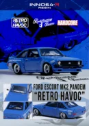 INNO64 1/64 FORD ESCORT MK2 PANDEM "EMOTION" RETRO HAVOC BLUE