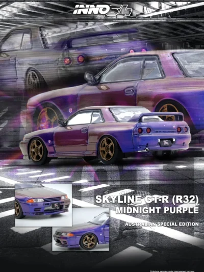 INNO64 164 SKYLINE GT-R (R32) MIDNIGHT PURPLE AUSTRALIA SPECIAL EDITION LIMITED EDITION