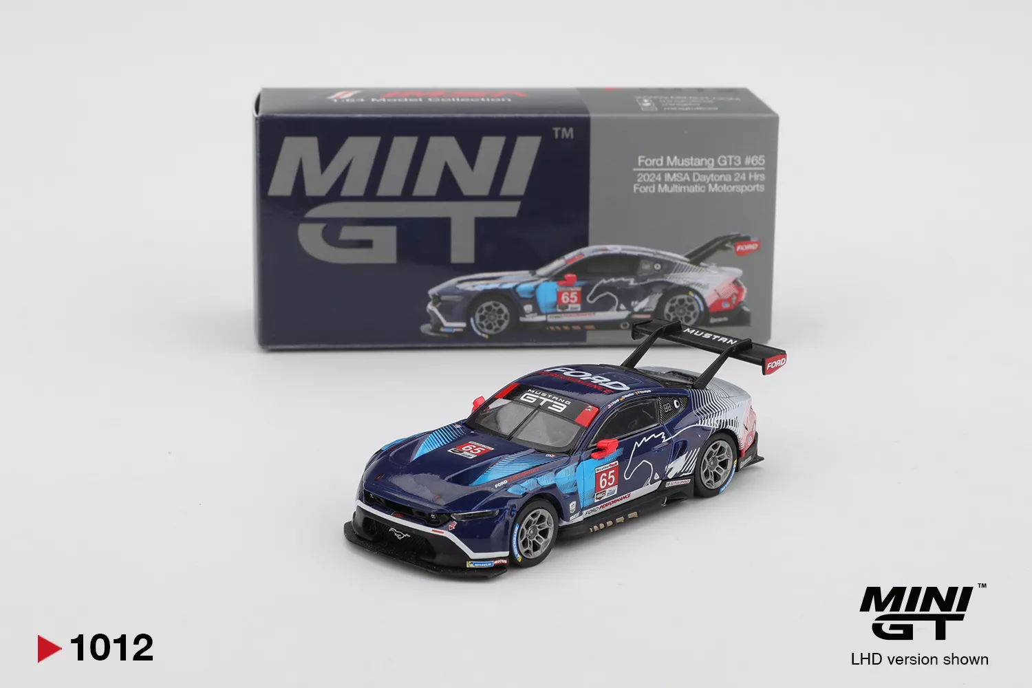 MGT01012 MINI GT 1:64 FORD MUSTANG GT3 #65 FORD MULTIMATIC MOTORSPORTS 2024 IMSA DAYTONA 24 HRS