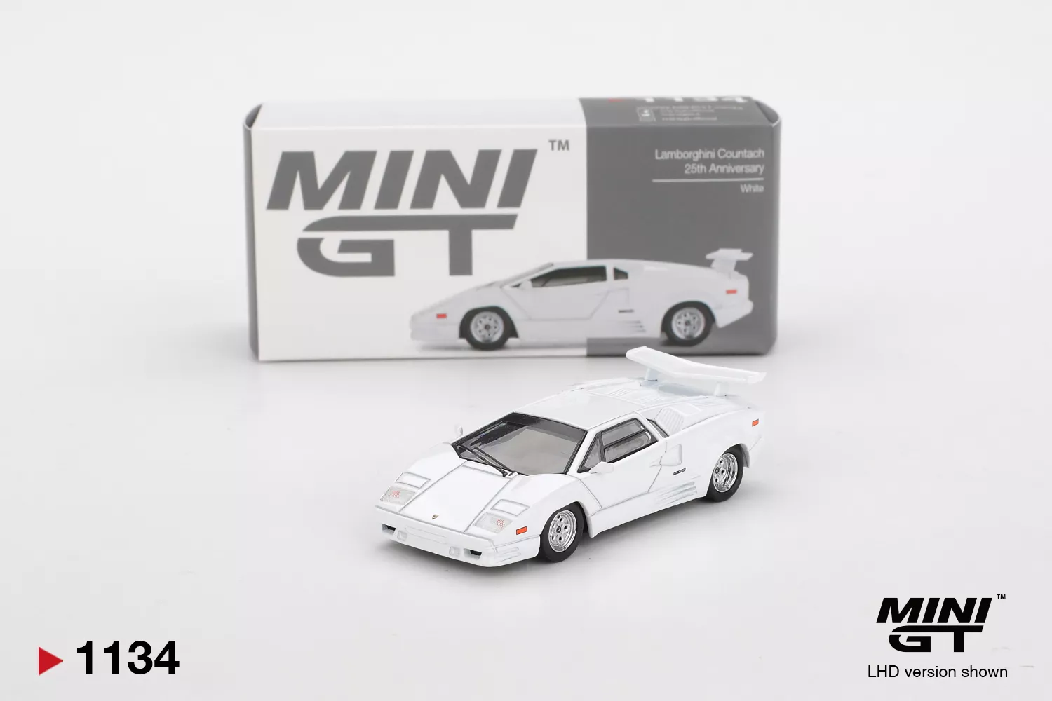 MINI GT 164 MGT0101134 LAMBORGHINI COUNTACH 25TH ANNIVERSARY WHITE