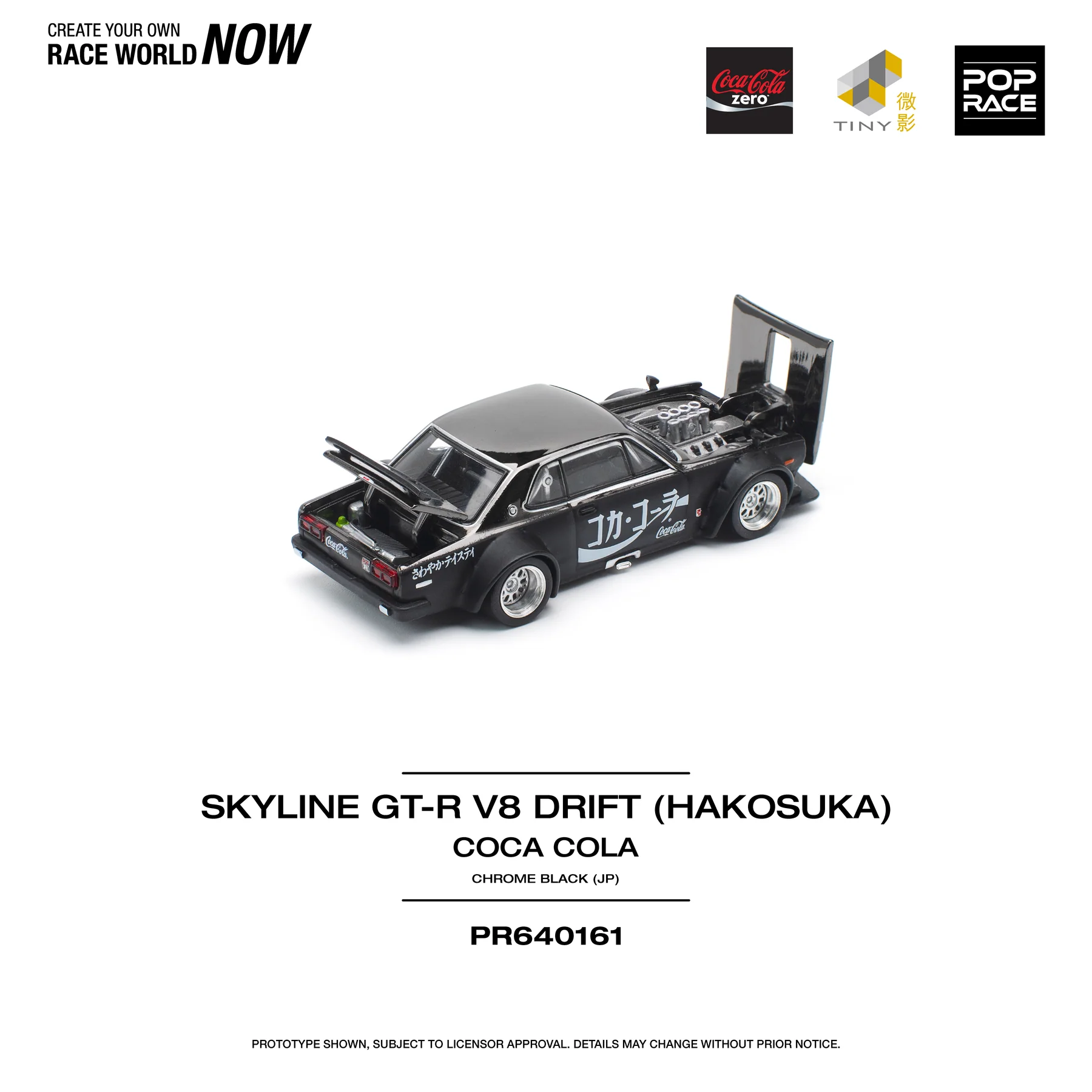 PR640161 POPRACE 164 SKYLINE GT-R DRIFT (HAKOSUKA) - COCA COLA ZERO JP BLACK CHROME