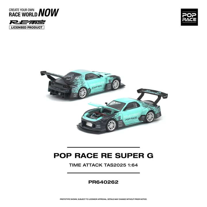 PR640262 POPRACE 1:64 RE SUPER G TIME ATTACK TAS 2025 - TURQUOISE BLUE/BLACK