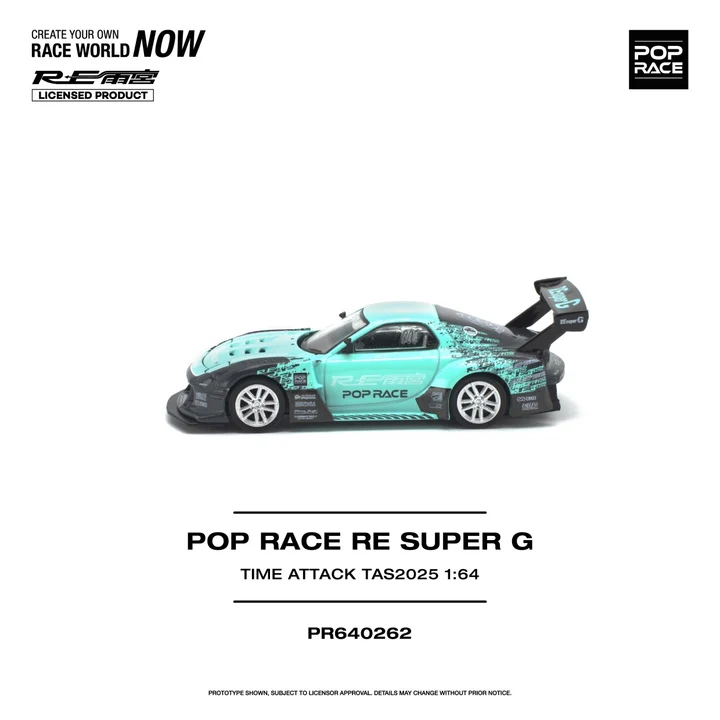 PR640262 POPRACE 1:64 RE SUPER G TIME ATTACK TAS 2025 - TURQUOISE BLUE/BLACK
