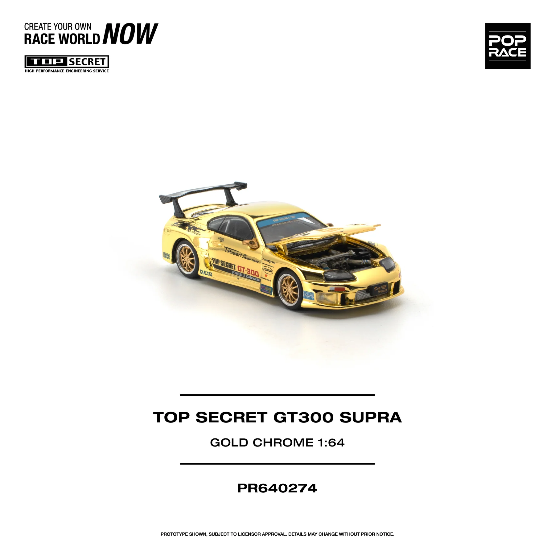 PR640274 POPRACE 1:64 TOP SECRET GT300 SUPRA - GOLD CHROME - Image 3