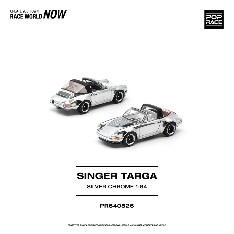 PR640526 POPRACE 1:64 SINGER TARGA SILVER CHROME