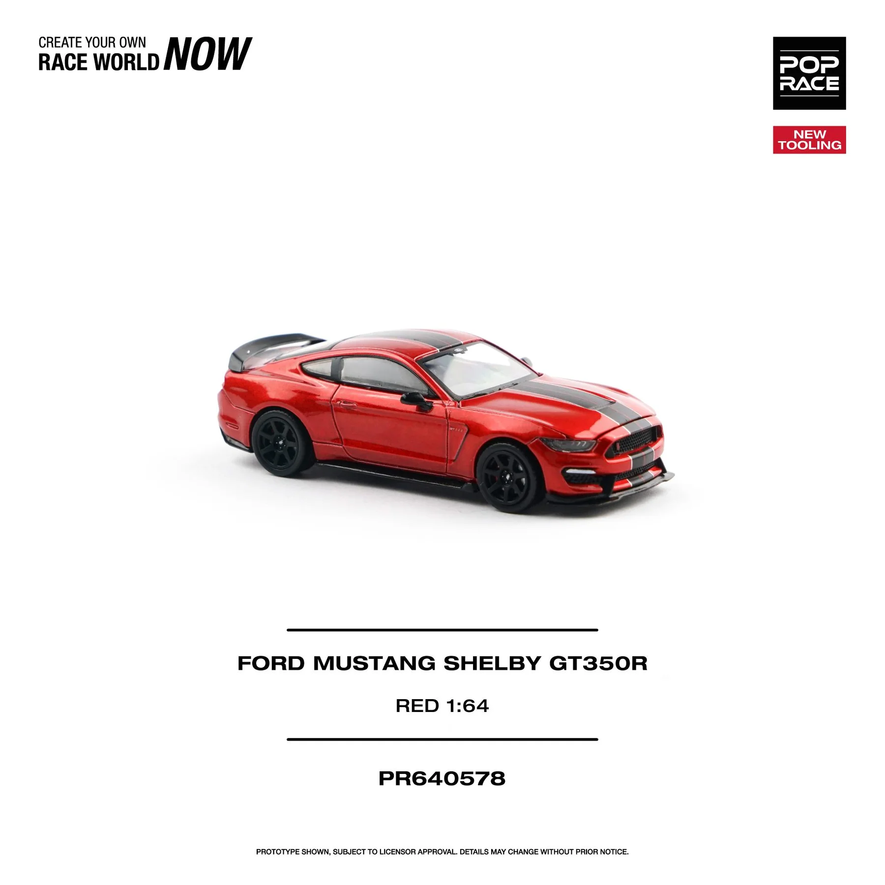 PR640578 POPRACE 1:64 FORD MUSTANG SHELBY GT350R RACE RED