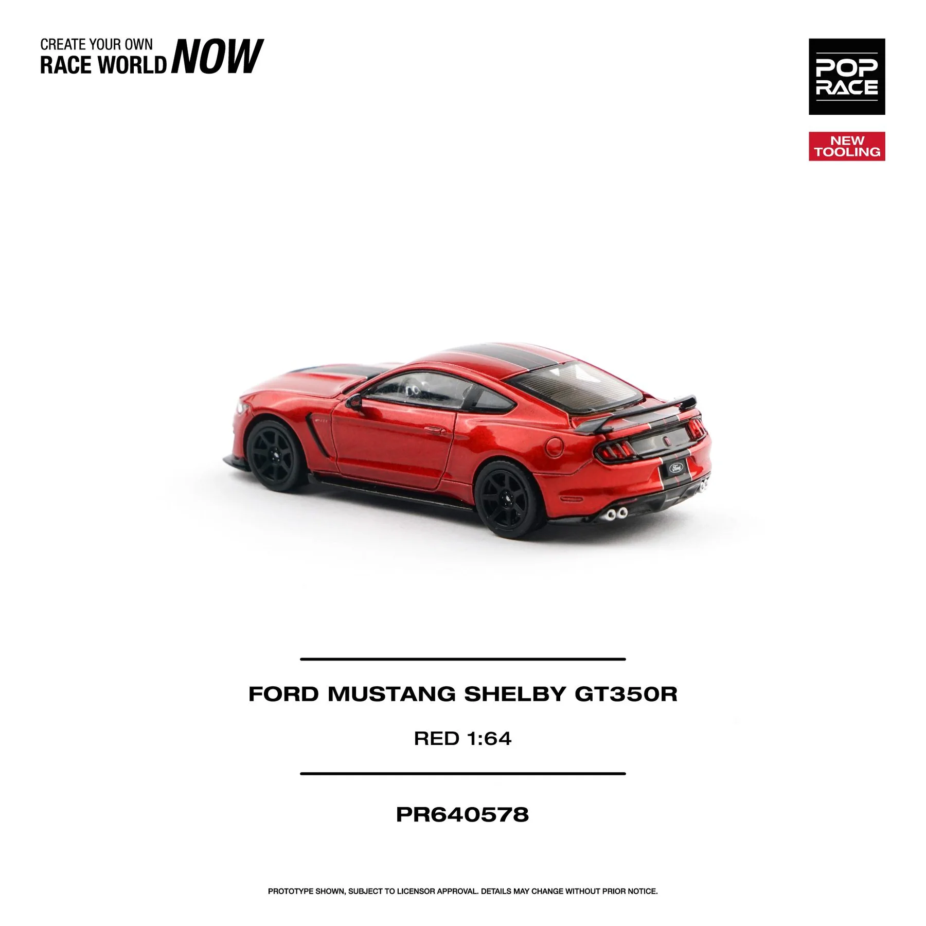 PR640578 POPRACE 1:64 FORD MUSTANG SHELBY GT350R RACE RED - Image 3