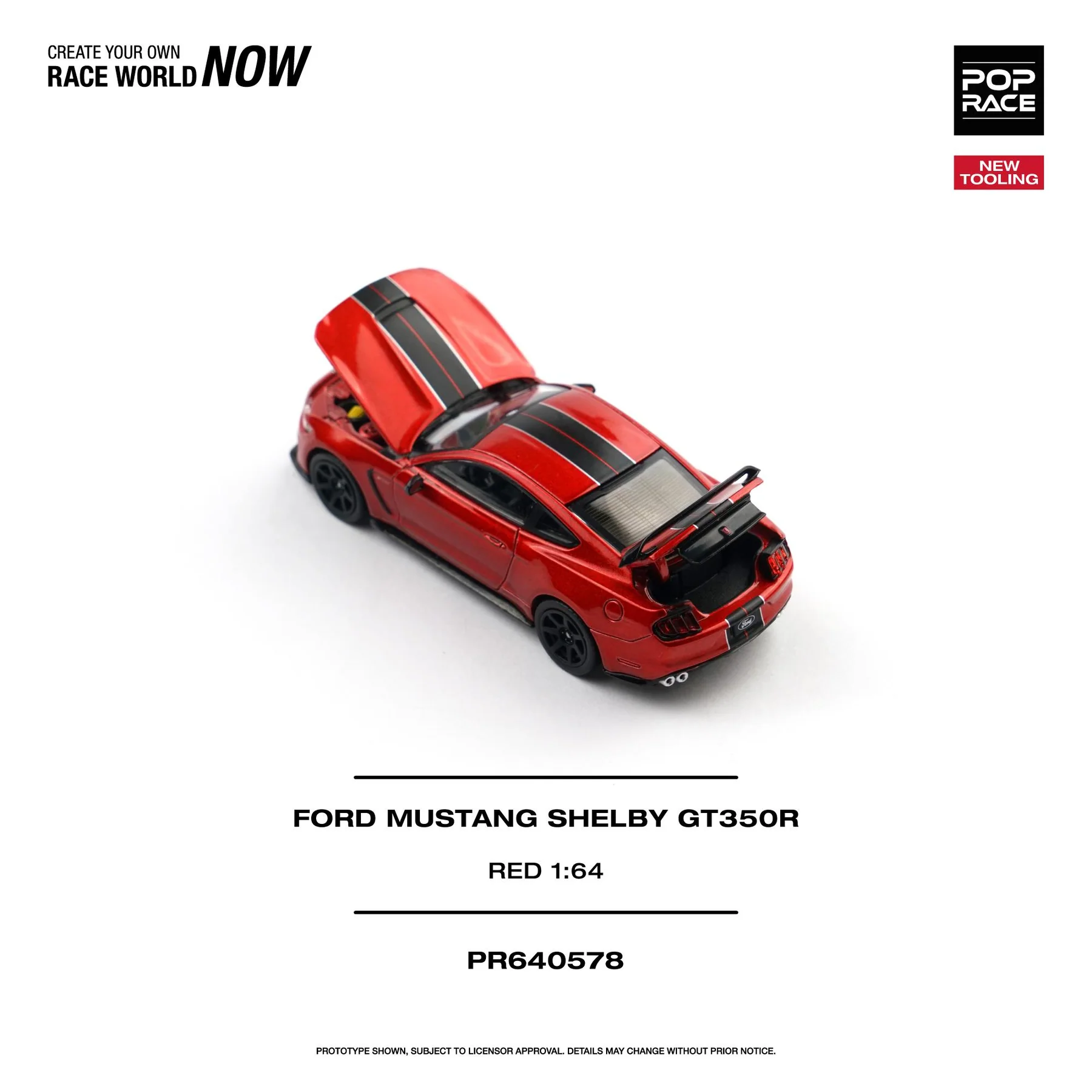 PR640578 POPRACE 1:64 FORD MUSTANG SHELBY GT350R RACE RED - Image 2