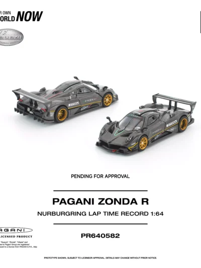 PR640582 POPRACE 1:64 PAGANI ZONDA R NÜRBURGRING LAP TIME RECORD - GREY