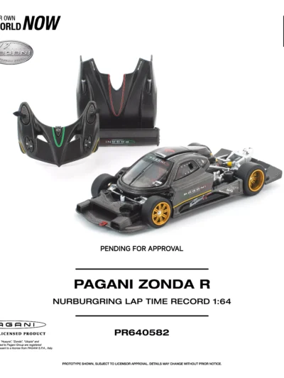 PR640582 POPRACE 1:64 PAGANI ZONDA R NÜRBURGRING LAP TIME RECORD - GREY