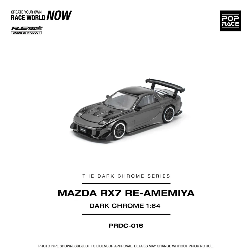 PRDC016 POPRACE 1:64 MAZDA RX-7 RE-AMEMIYA DARK CHROME - Image 2