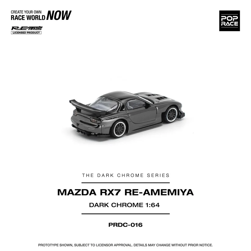 PRDC016 POPRACE 1:64 MAZDA RX-7 RE-AMEMIYA DARK CHROME