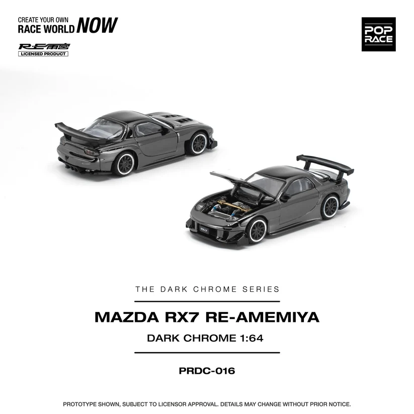 PRDC016 POPRACE 1:64 MAZDA RX-7 RE-AMEMIYA DARK CHROME