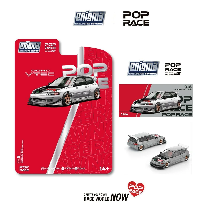 POPRACE x Enigma 1:64 PRE018 PANDEM CIVIC EG6 RAW METAL