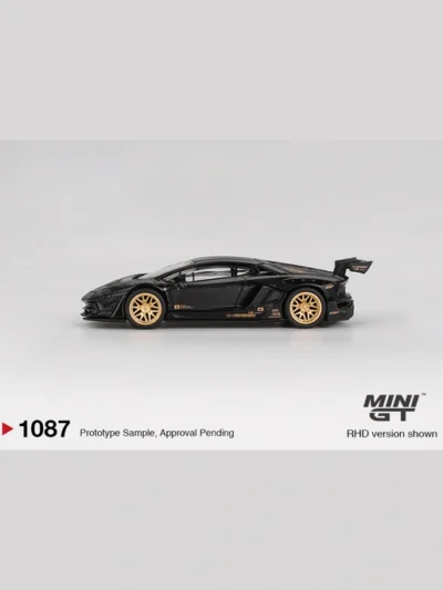 The MINI GT LB★WORKS Lamborghini Aventador Limited Edition Matte Black – MGT01087 celebrates one of the boldest modern supercars ever transformed by Liberty Walk (LBWK). Based on the legendary Lamborghini Aventador, this stunning model features the world-famous LB★WORKS conversion created by Wataru Kato, whose unmistakable widebody designs have become icons across the global automotive scene. Powered in real life by Lamborghini's naturally aspirated 6.5-litre V12 engine, the Aventador is regarded as one of the greatest modern supercars ever produced. Liberty Walk elevates its presence with dramatically widened bolt-on fenders, an aggressive front splitter, aerodynamic side skirts, rear diffuser, canards, and an imposing GT-style rear wing. The result is a machine that perfectly blends Italian supercar engineering with Japan's unmistakable custom car culture. Finished in an exclusive Matte Black paint scheme paired with elegant Gold wheels, this Limited Edition release delivers an aggressive yet sophisticated appearance. The stealth-inspired finish highlights every contour of the LB★WORKS body kit while the gold wheels provide the perfect contrast, making this one of the most desirable Lamborghini color combinations in the MINI GT lineup. Collectors have praised the model for its premium finish and authentic stance, making it a standout release among Liberty Walk enthusiasts. Manufactured by MINI GT (TrueScale Miniatures), this premium 1:64 diecast replica features highly accurate body proportions, exceptional matte paint application, realistic wheels with rubber tires, detailed interior, and collector-grade finishing. Every aerodynamic component has been faithfully recreated, allowing collectors to enjoy one of Liberty Walk's most iconic Lamborghini builds in miniature form. The model is officially available as MGT01087-L (LHD), MGT01087-R (RHD), and MGT01087-BL (Blister Pack). For collectors in Qatar, the MINI GT MGT01087 LB★WORKS Lamborghini Aventador Limited Edition Matte Black is an essential addition to any premium supercar or Liberty Walk collection. Combining Lamborghini's legendary V12 flagship, Liberty Walk's world-renowned widebody styling, and MINI GT's exceptional craftsmanship, this model offers outstanding display presence, exclusivity, and long-term collector value. Whether you're building an LBWK collection or showcasing iconic Lamborghinis, this Matte Black Aventador is guaranteed to be a centerpiece.
